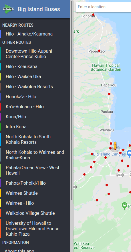 Sidebar menu displaying routes